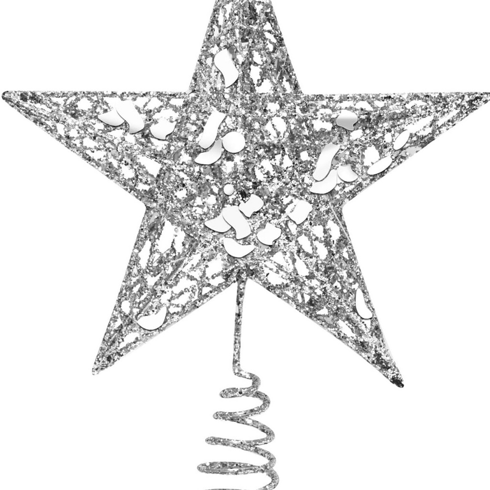 Silver Glitter Star Tree Topper